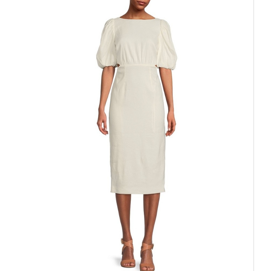 Antonio Melani Davanna Linen Boat Neck Half Sleeve Dress